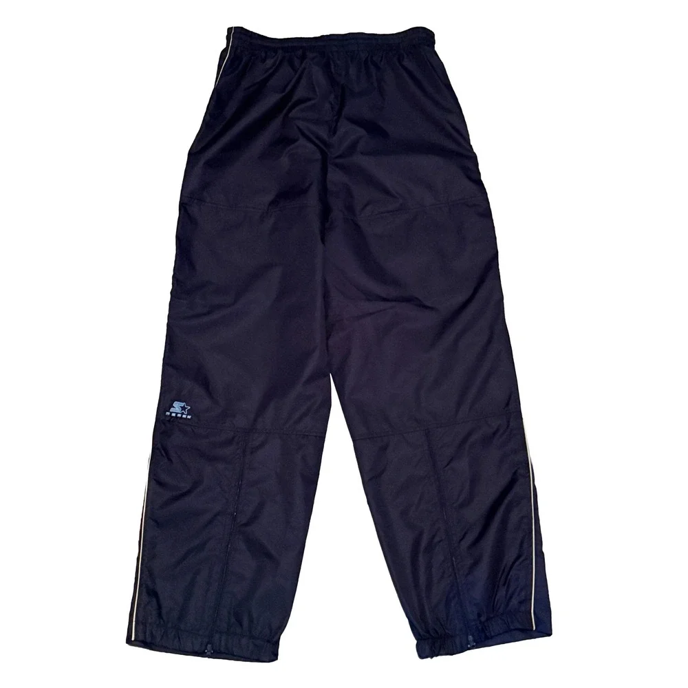 Starter Track Pants Mens Medium Navy Blue Ripstop Zipper Leg 1971 Logo Joggers - Picture 4 of 8